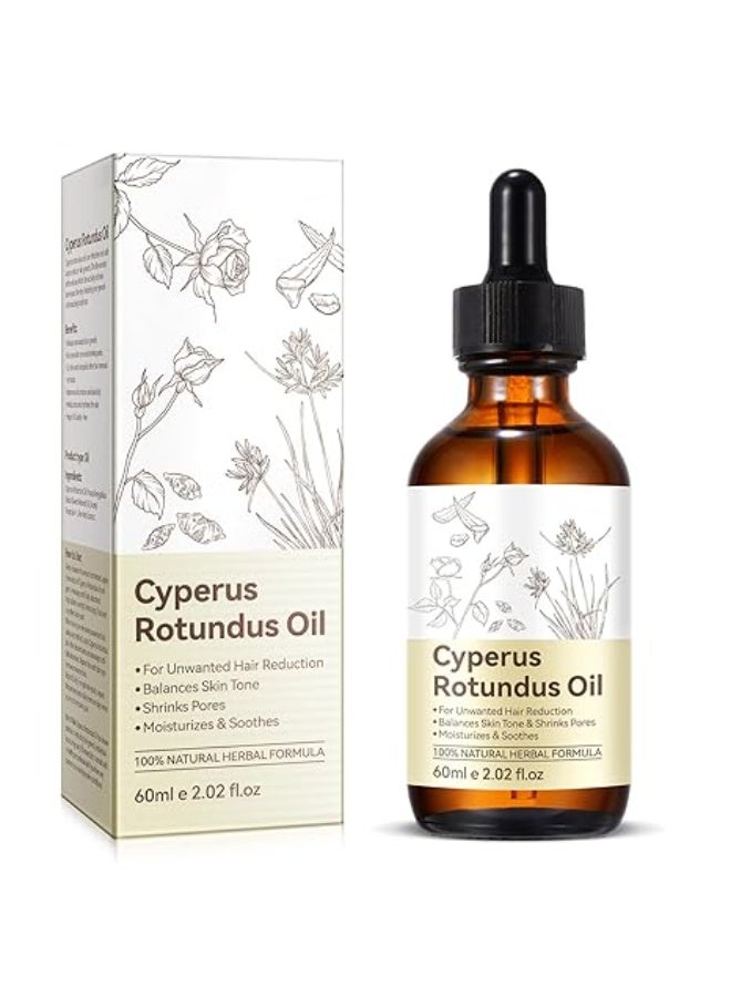 Cyperus Rotundus Oil, Natural Cyperus Rotundus Oil for Hair Removal, Reduces Unwanted Hair Growth, Moisturizes Soothes The Skin, Reducing Body Hair Growth, Shrink Pores, Suitable for All Skin Types